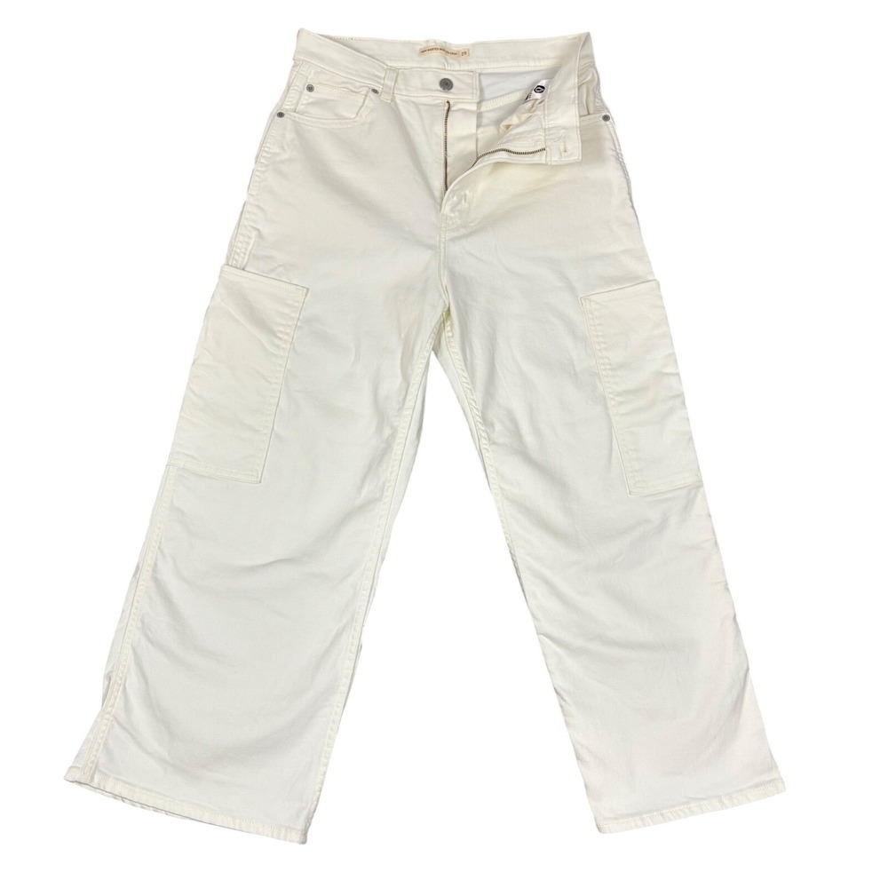 Levi's Jeans Women 29 White High Waisted Wide Leg Crop Cargo Utility Carpentar
